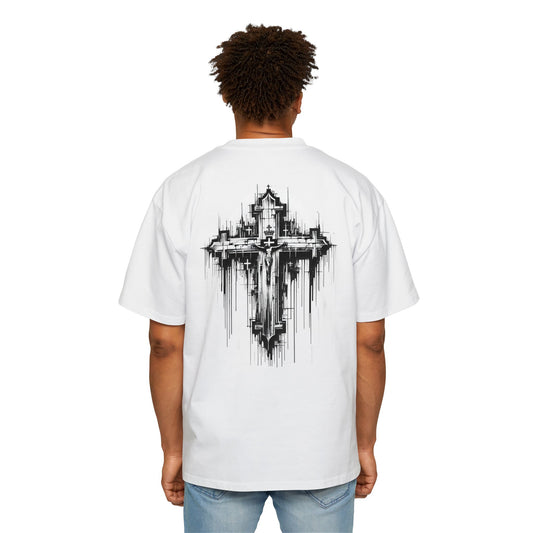 Black Dripping Cross Unisex Oversized Tee